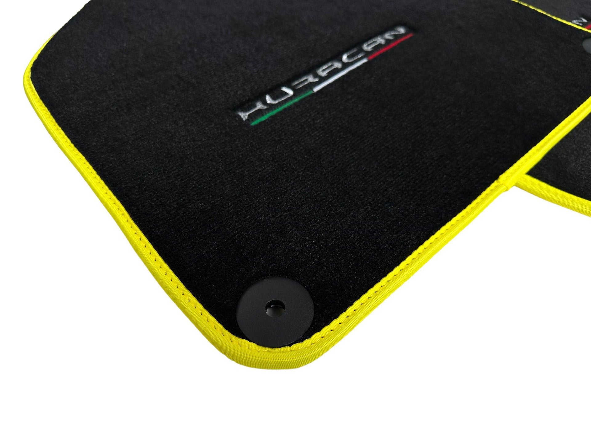 Floor Mats for Lamborghini Huracan With Italian Flag | Yellow Trim - AutoWin