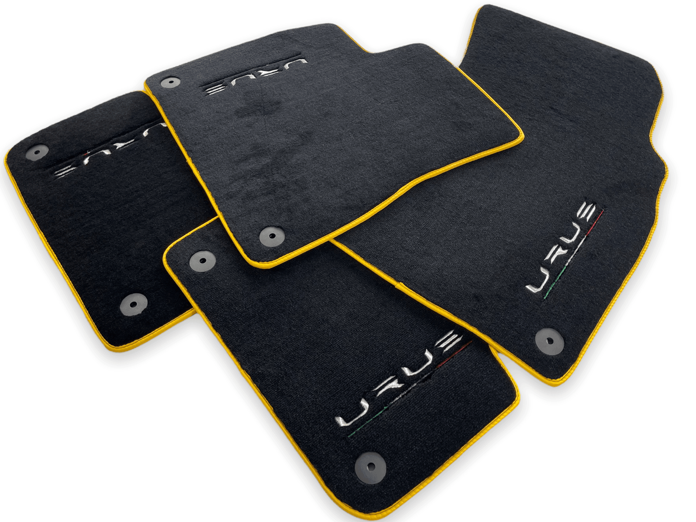 Floor Mats For Lamborghini Urus Black Tailored With Yellow Trim - AutoWin