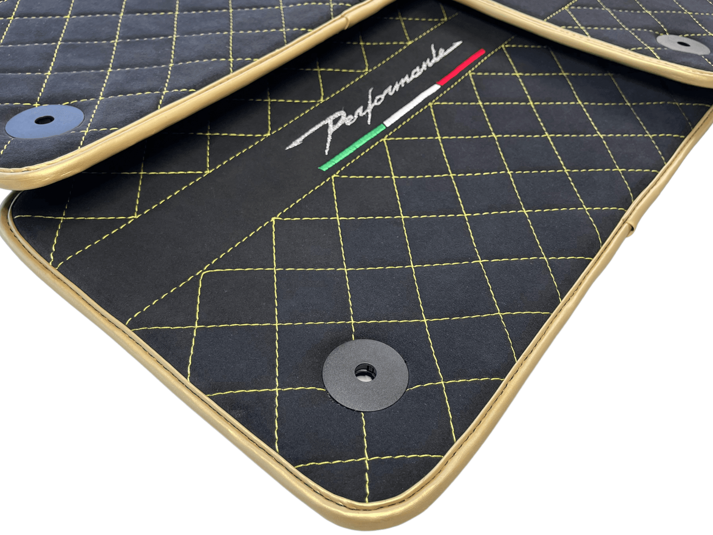 Floor Mats For Lamborghini Urus Performante Alcantara Leather Gold Trim - AutoWin