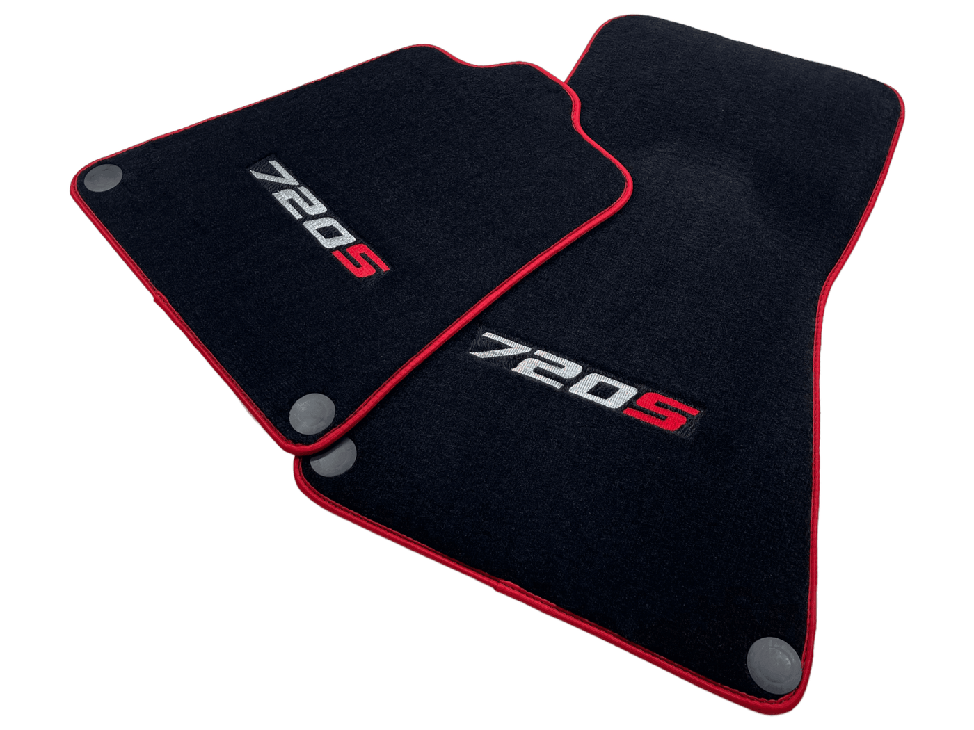 Floor Mats For McLaren 720S Black Tailored With Red Trim - AutoWin