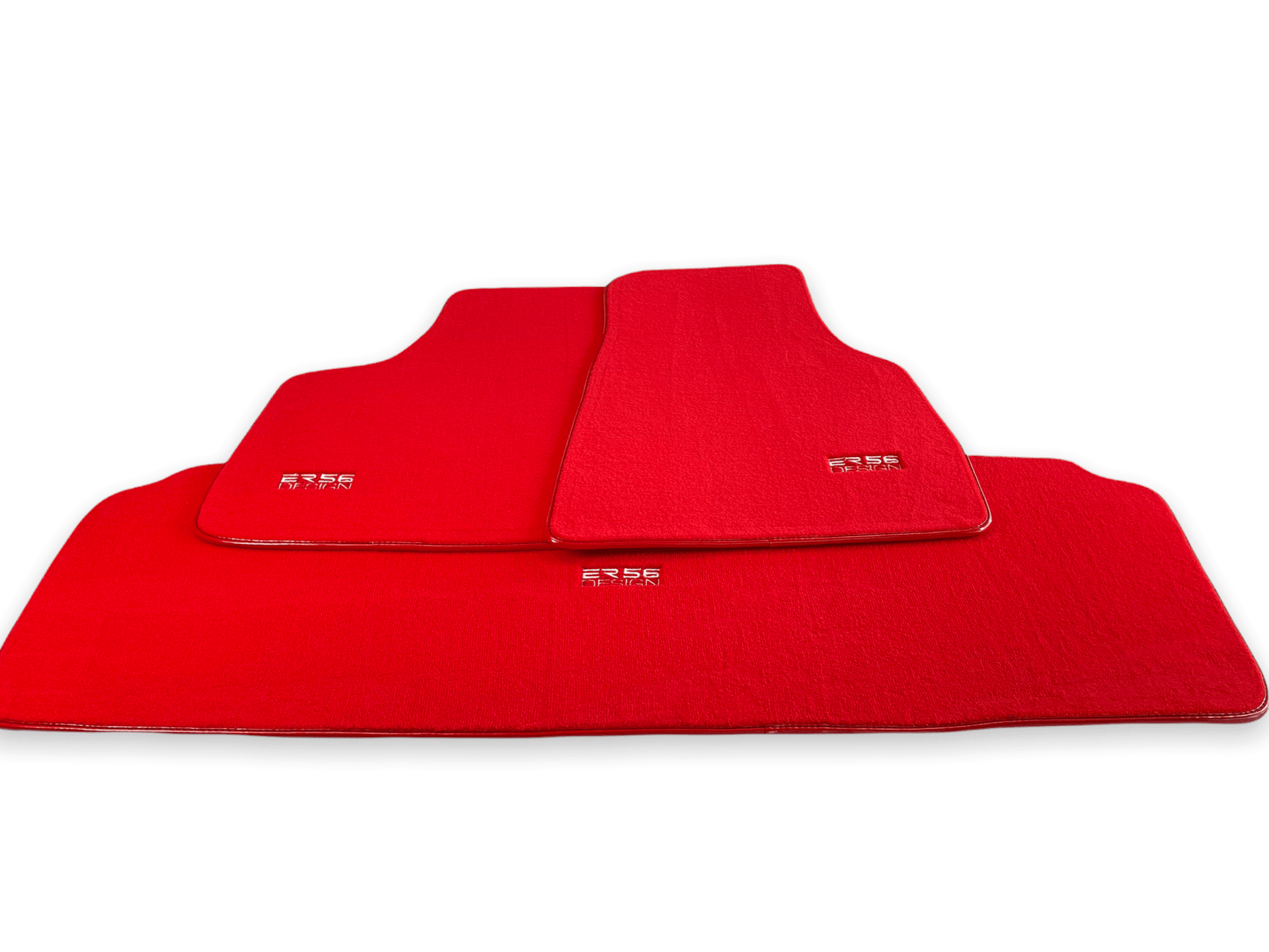 Floor Mats For Tesla Model X (6 Seats) Red Tailored Carpets ER56 Design - AutoWin