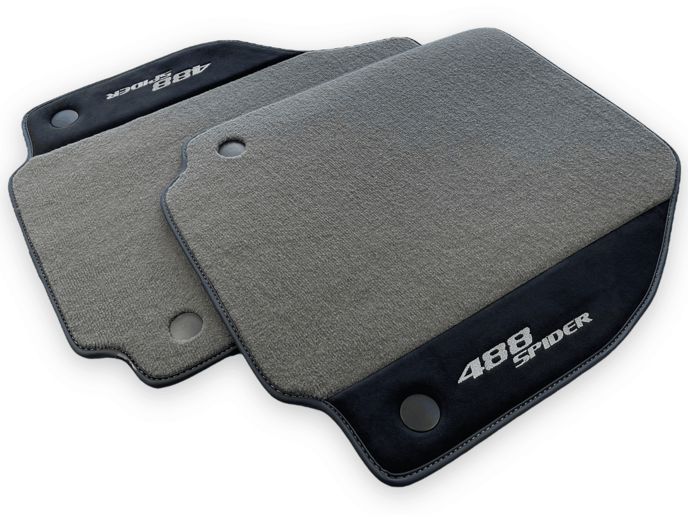 Gray Floor Mats For Ferrari 488 Spider 2015-2022 Alcantara Leather - AutoWin