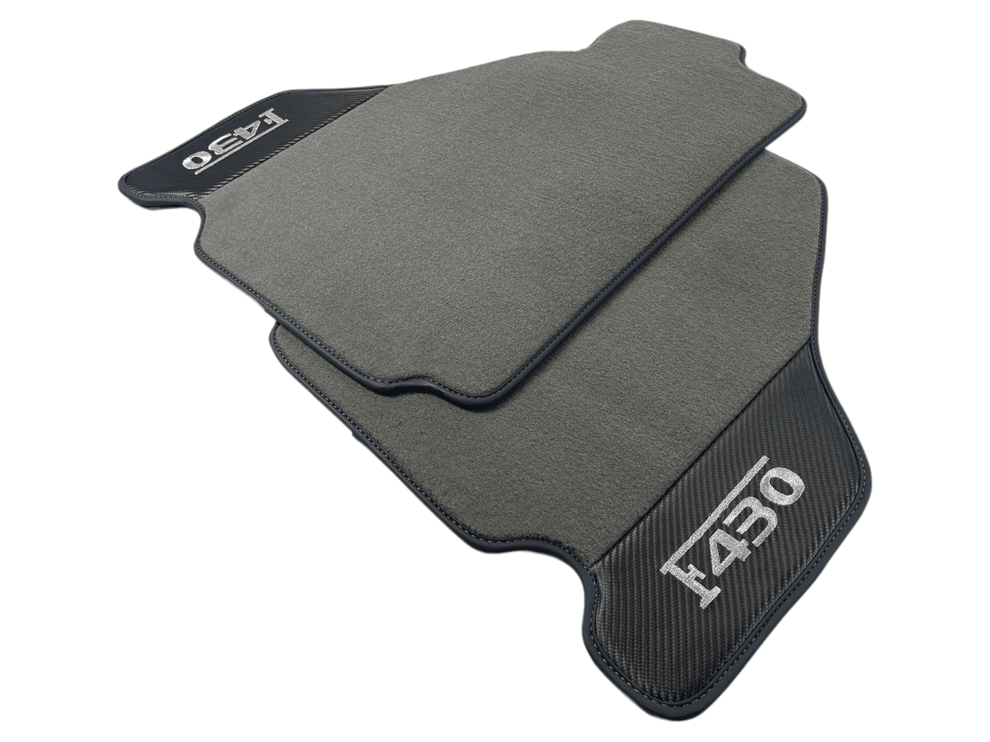 Gray Floor Mats For Ferrari F430 2004-2009 With Carbon Fiber Leather - AutoWin