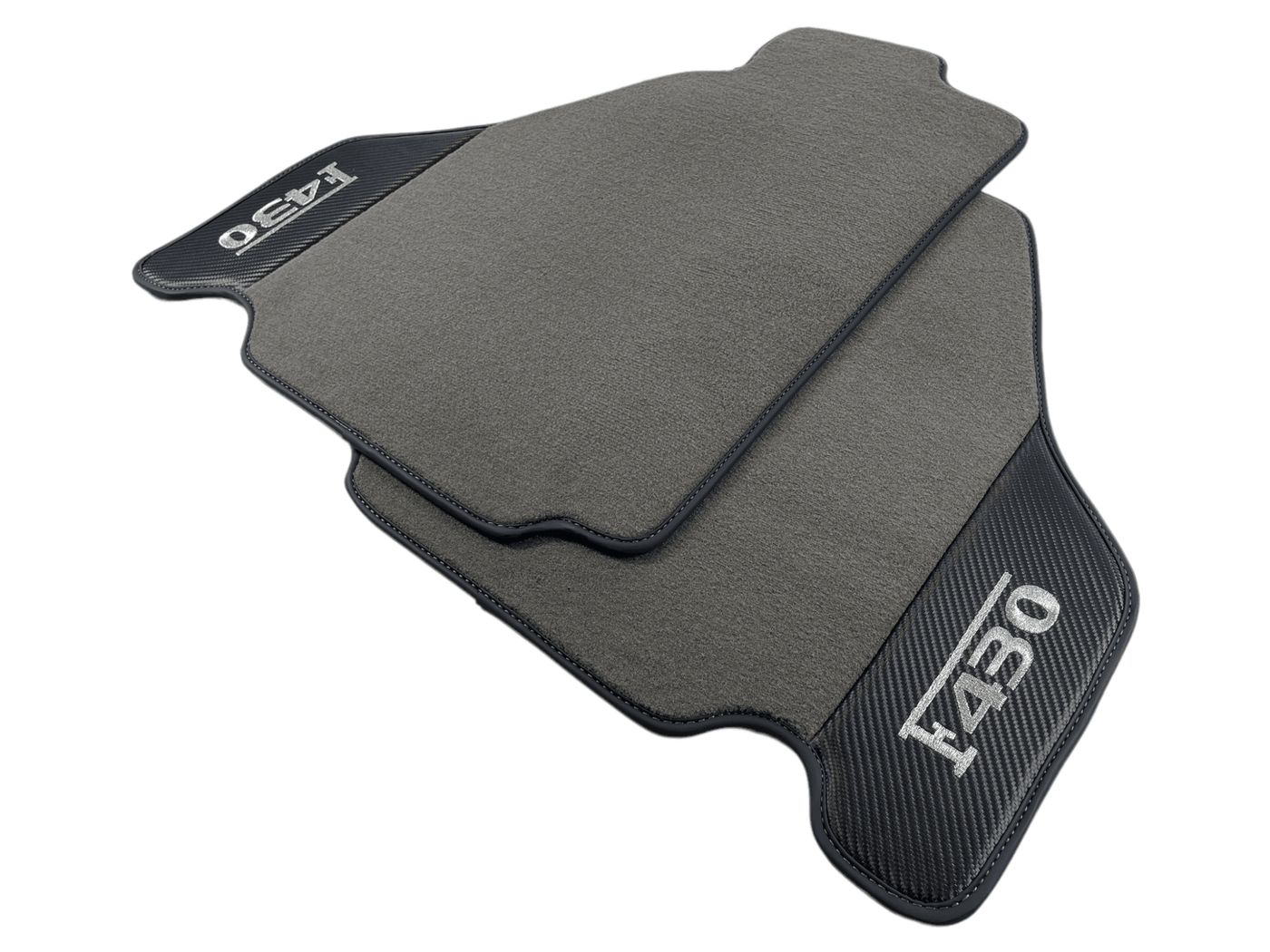 Gray Floor Mats For Ferrari F430 2004-2009 With Carbon Fiber Leather - AutoWin