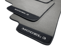 Gray Floor Mats For Tesla Model 3 With Alcantara Leather - AutoWin