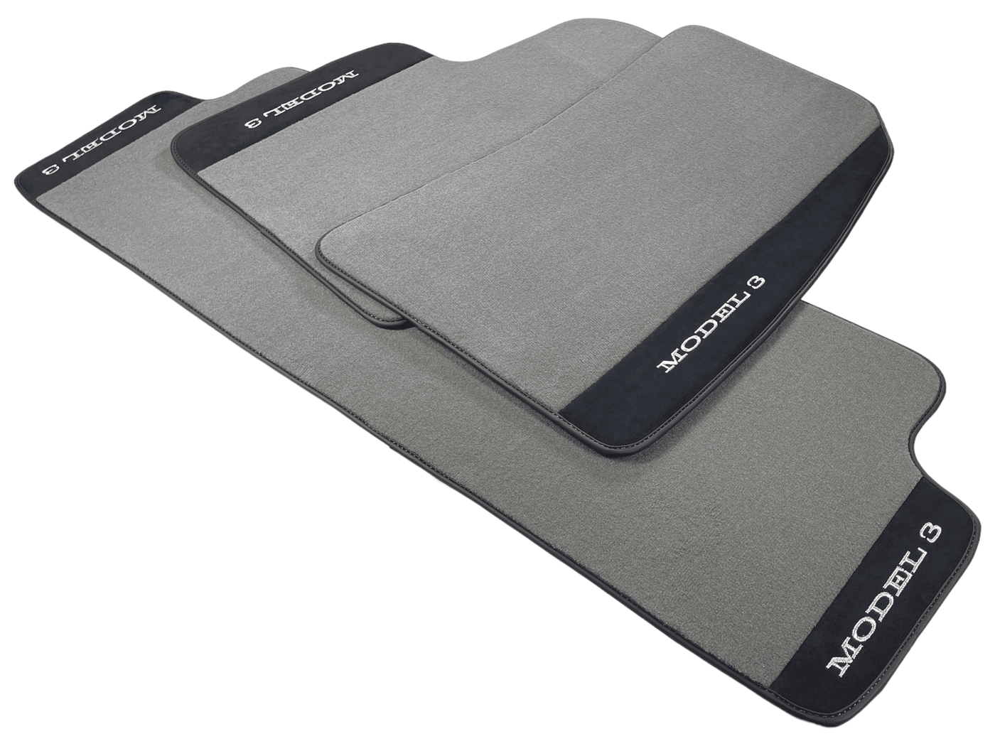 Gray Floor Mats For Tesla Model 3 With Alcantara Leather - AutoWin