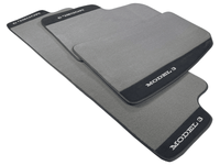 Gray Floor Mats For Tesla Model 3 With Alcantara Leather - AutoWin