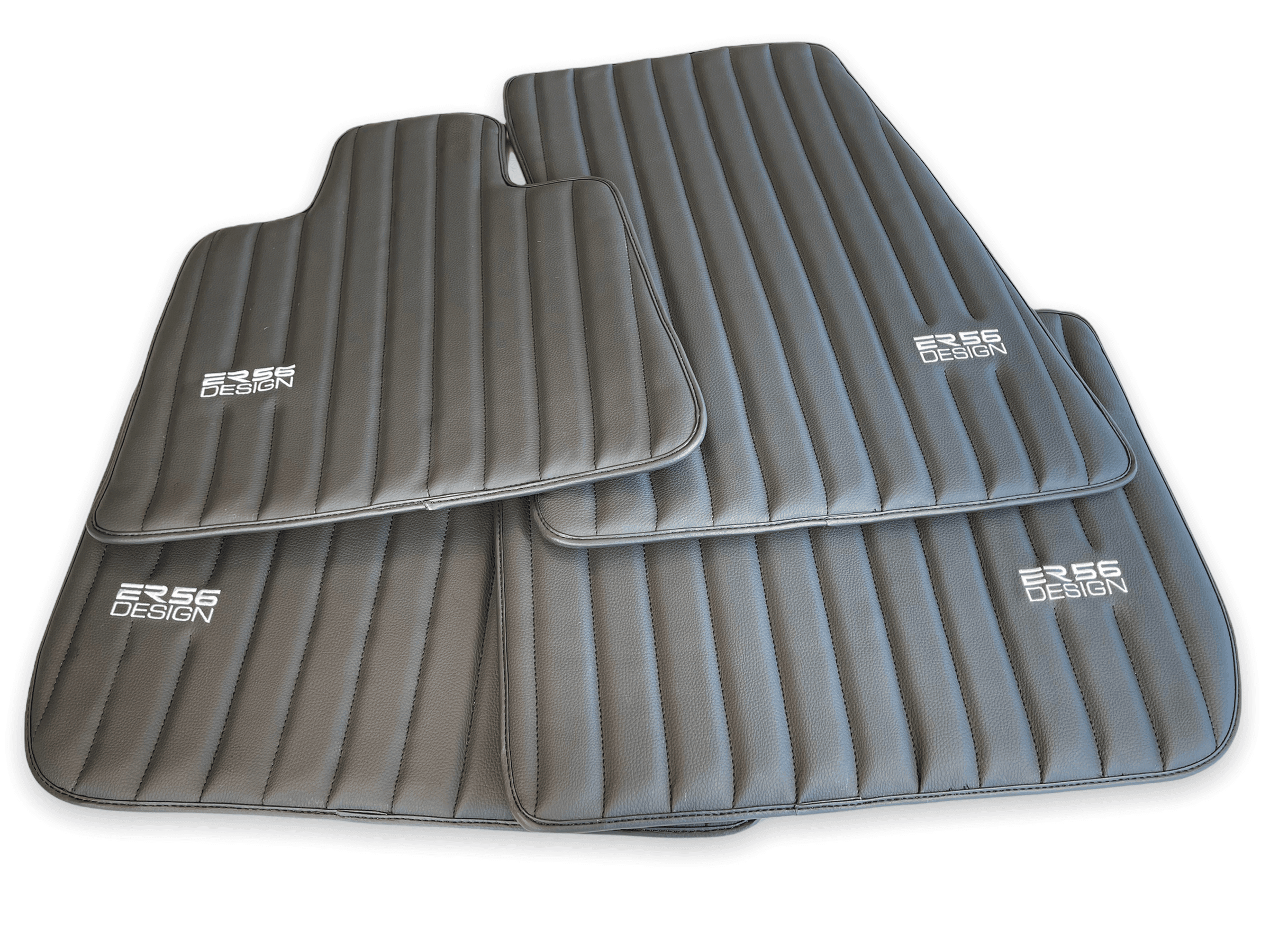 Black Leather Floor Mats for Rolls Royce Phantom VIII (2017-2024) ER56 Design Brand - AutoWin