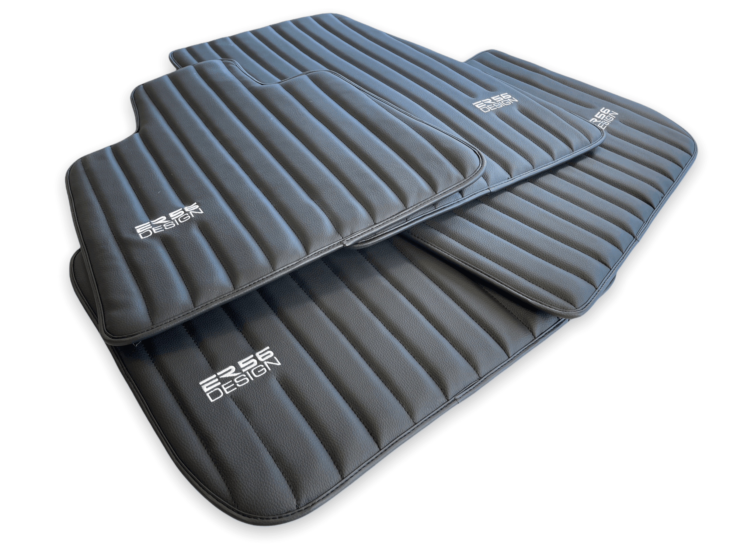 Black Leather Floor Mats for Rolls Royce Phantom VIII (2017-2024) ER56 Design Brand - AutoWin