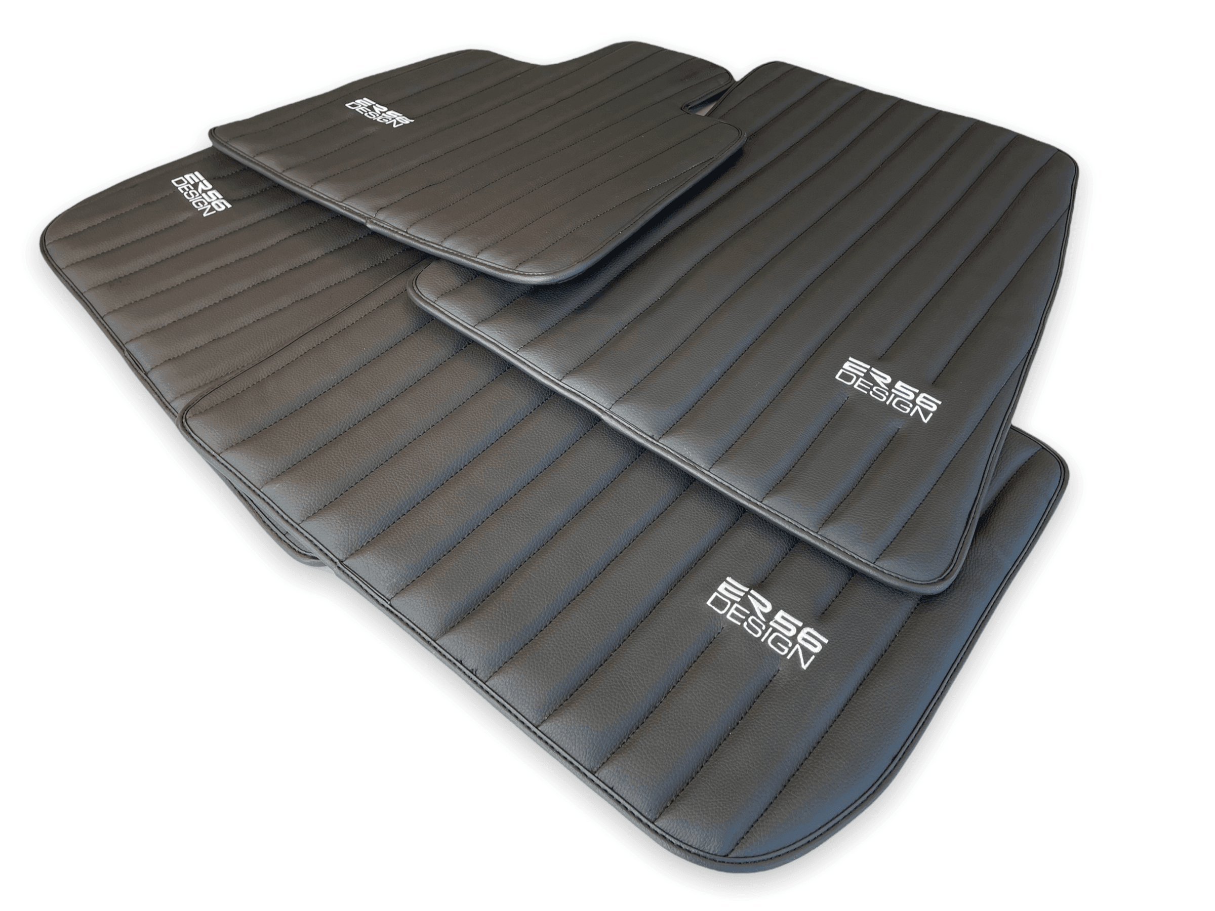 Black Leather Floor Mats for Rolls Royce Phantom VIII (2017-2024) ER56 Design Brand - AutoWin