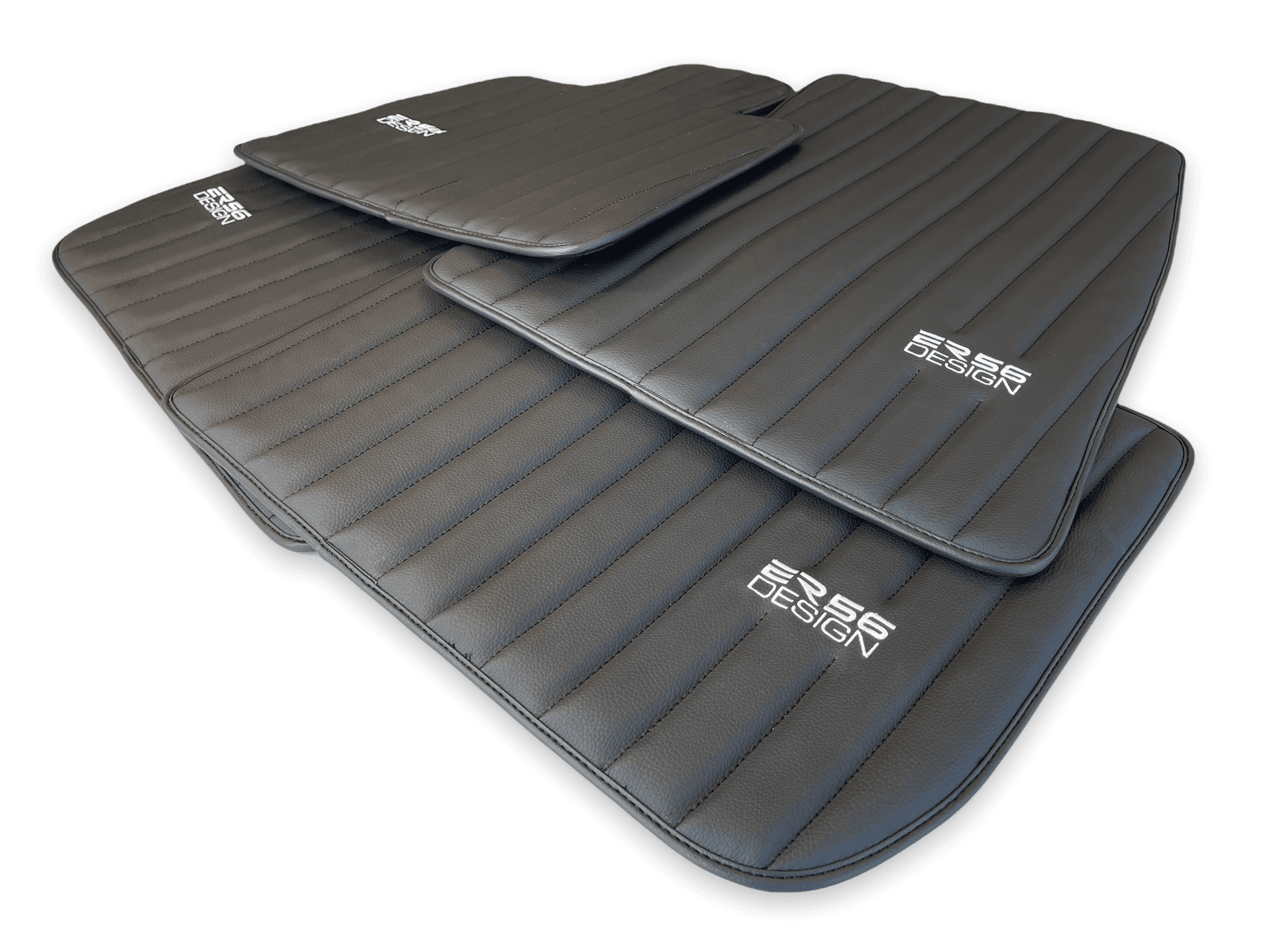 Black Leather Floor Mats for Rolls Royce Phantom VIII (2017-2024) ER56 Design Brand - AutoWin