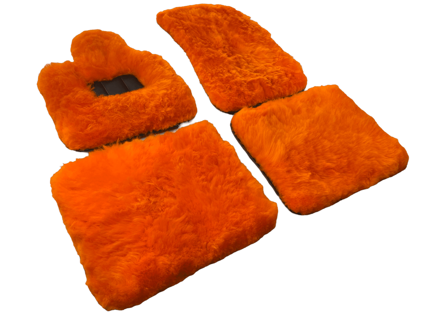 Orange Sheepskin Floor Mats For Rolls Royce Wraith 2013–2023 Er56 Design - AutoWin