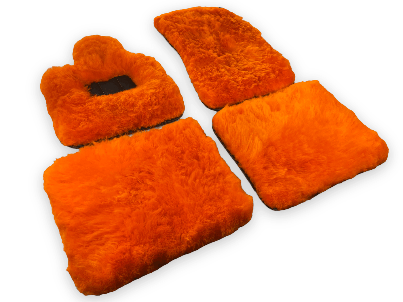 Orange Sheepskin Floor Mats For Rolls Royce Wraith 2013–2023 Er56 Design - AutoWin