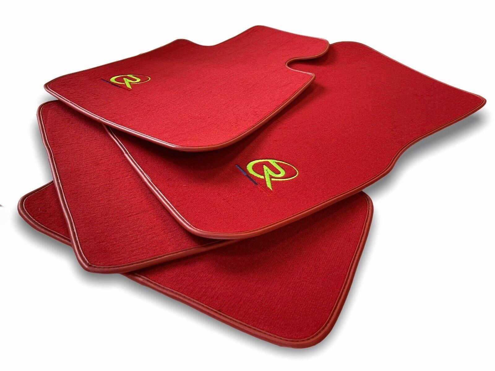 Red Floor Mats For BMW 1 Series E82 ROVBUT Brand Tailored Set Perfect Fit Green SNIP Collection - AutoWin
