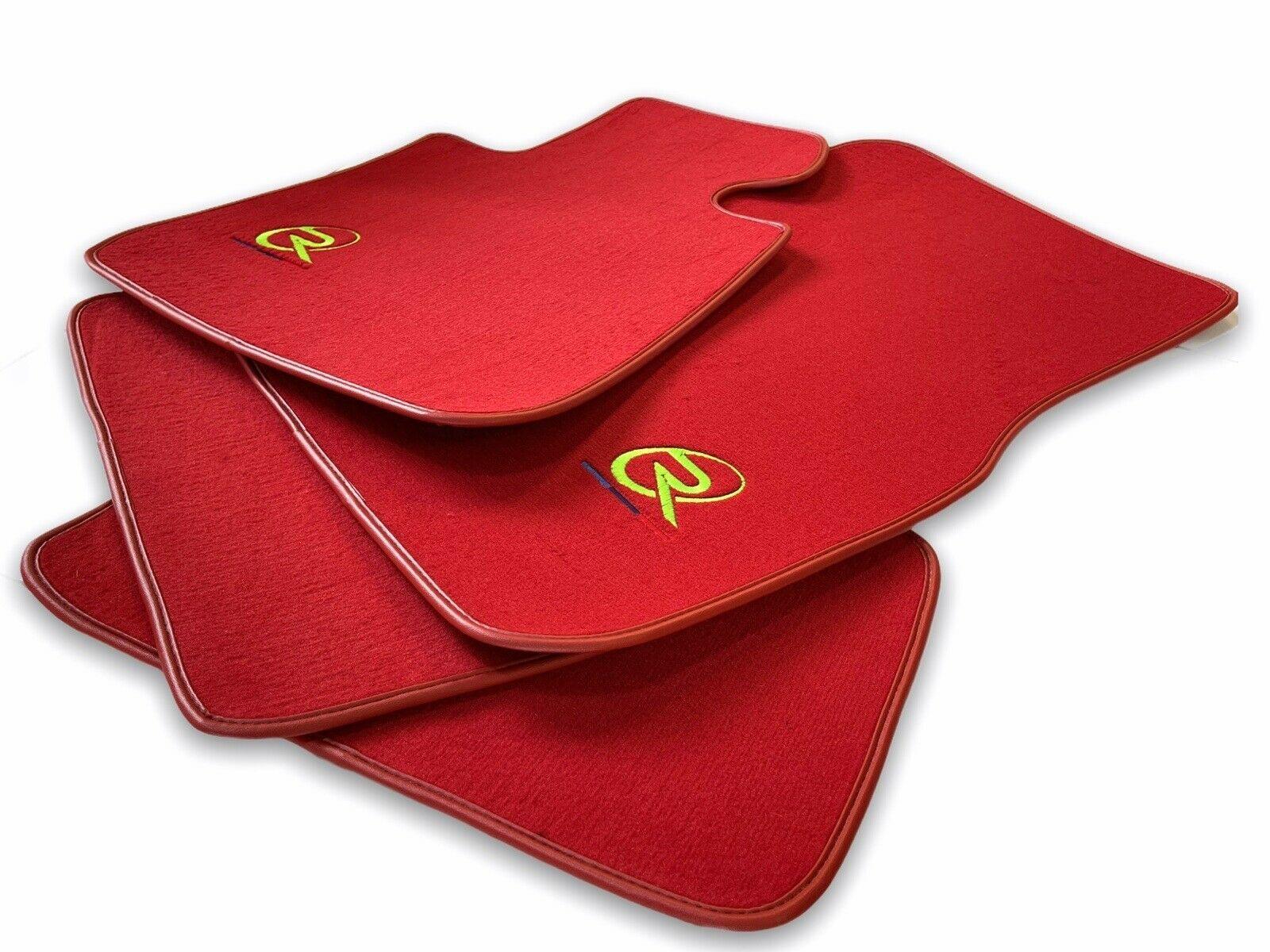 Red Floor Mats For BMW 1 Series E82 ROVBUT Brand Tailored Set Perfect Fit Green SNIP Collection - AutoWin