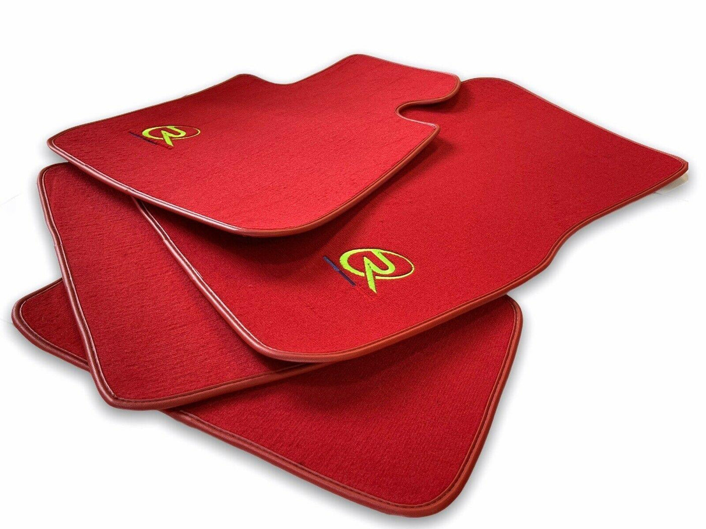 Red Floor Mats For BMW X6M F96 SUV ROVBUT Brand Tailored Set Perfect Fit Green SNIP Collection - AutoWin