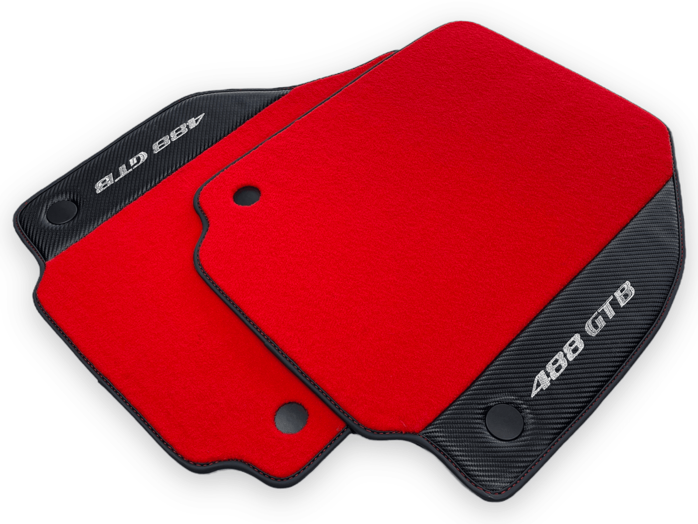 Red Floor Mats For Ferrari 488 GTB 2015-2022 Carpets With Carbon Fiber - AutoWin