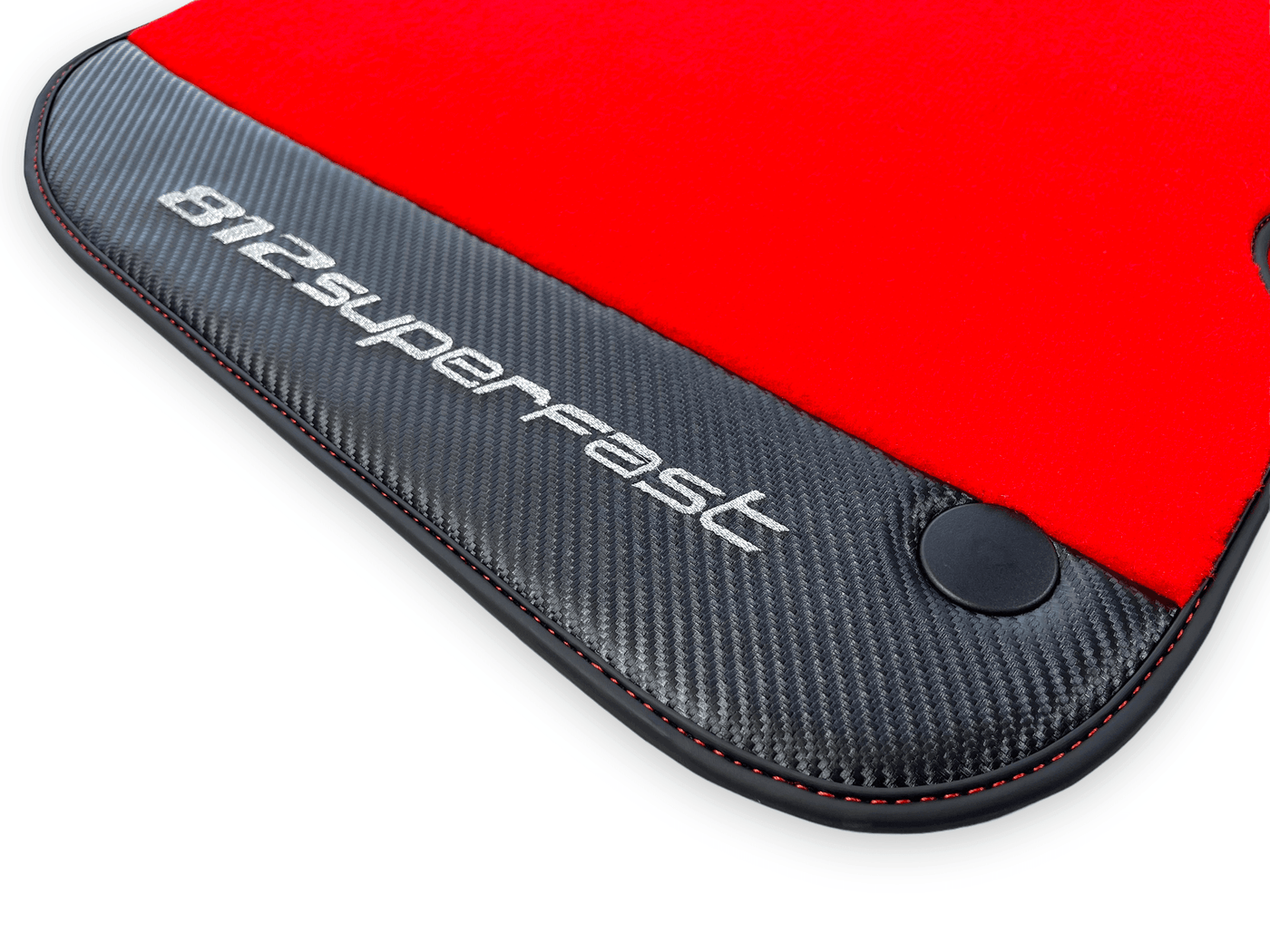 Red Floor Mats For Ferrari 812 Superfast With Carbon Fiber Leather - AutoWin