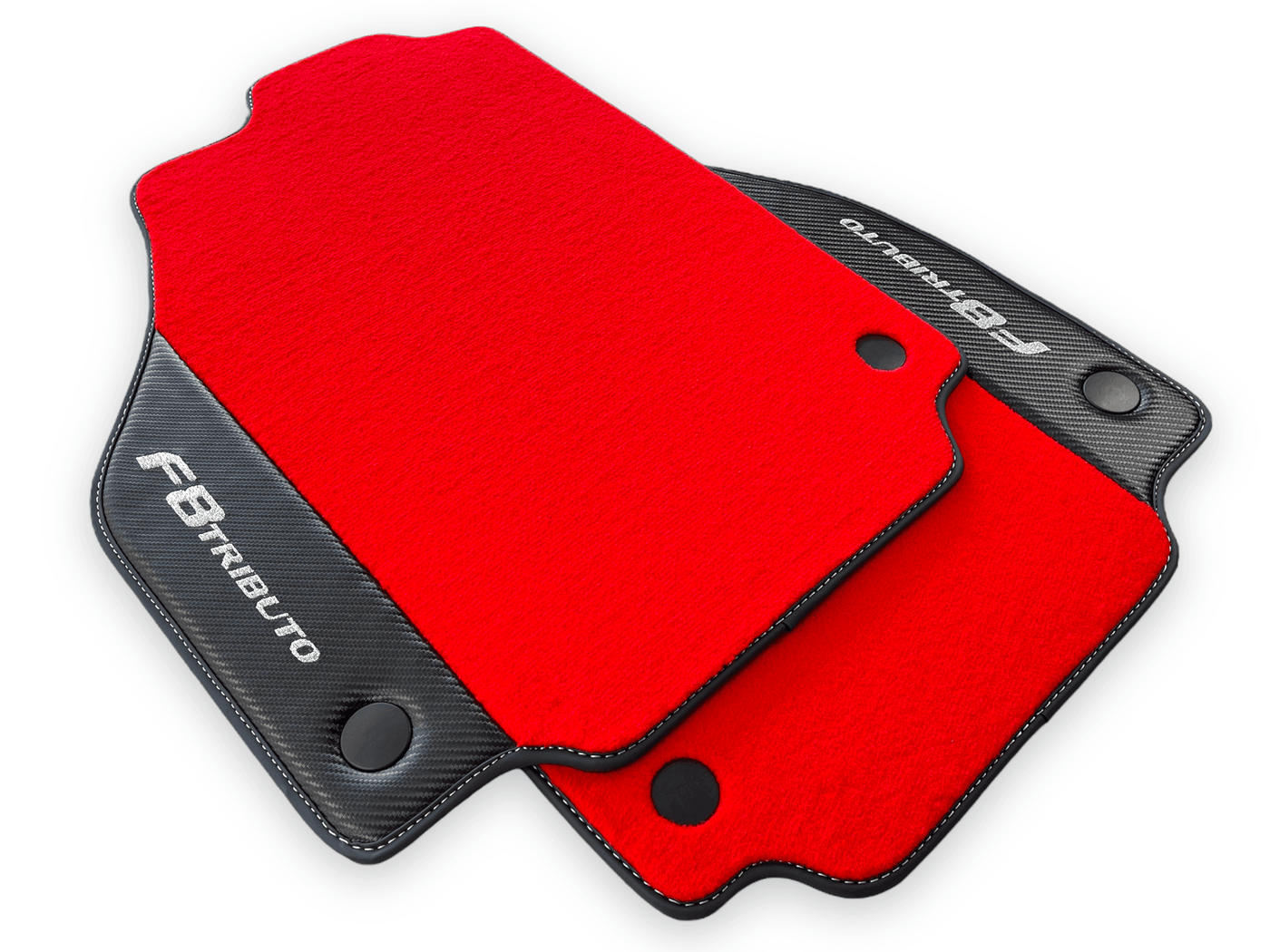 Red Floor Mats For Ferrari F8 Tributo 2019-2022 With Carbon Leather - AutoWin