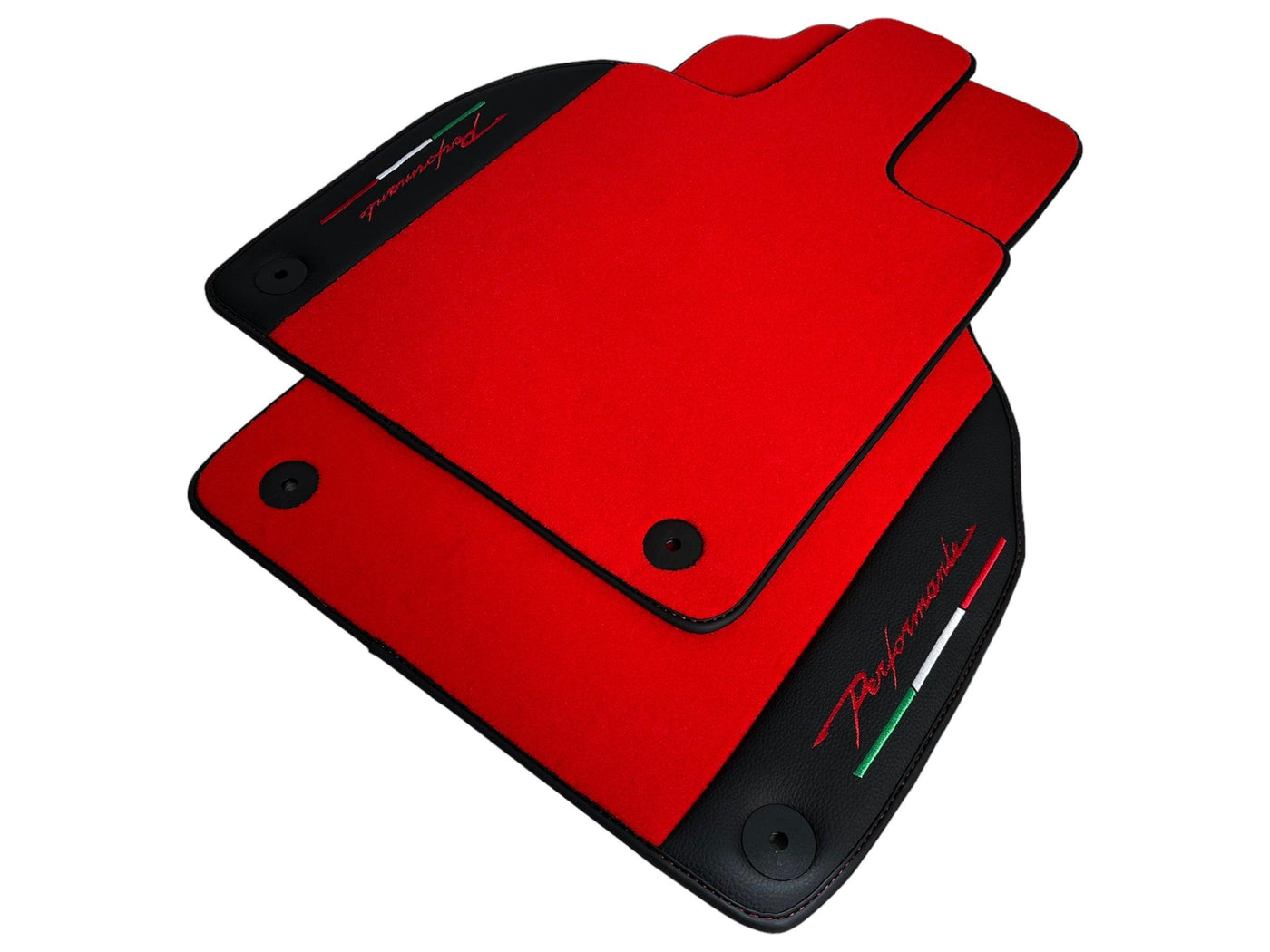Red Floor Mats for Lamborghini Aventador With Black Leather - AutoWin