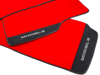 Red Floor Mats For Tesla Model S With Alcantara Leather - AutoWin