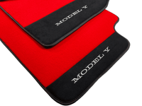 Red Floor Mats For Tesla Model Y With Alcantara Leather - AutoWin